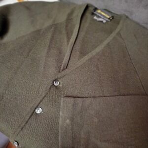 VTG Sumerland Richard Bennett Ltd Superfine Pure Wool Jersey Cardigan Green Men